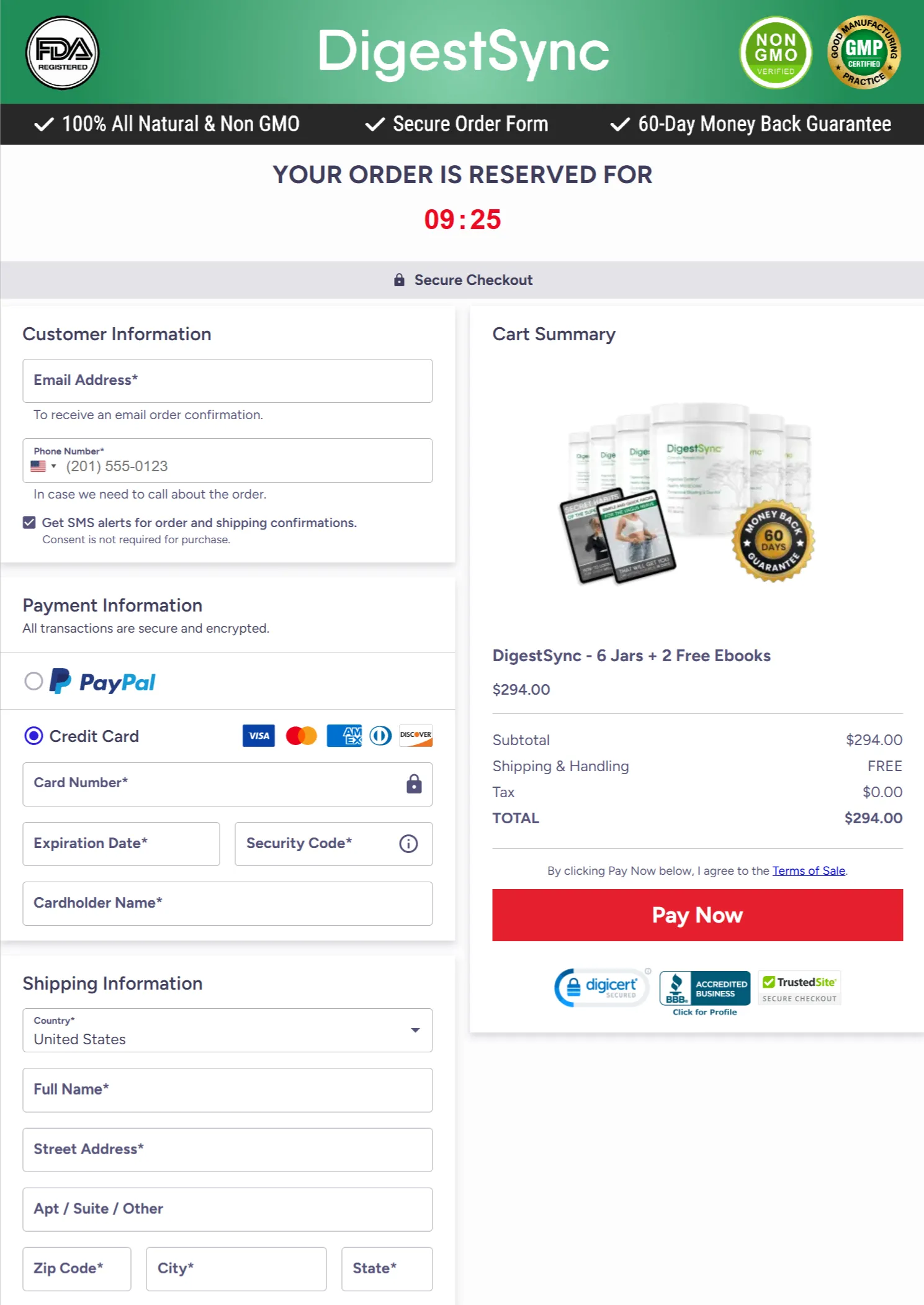 DigestSync checkout page